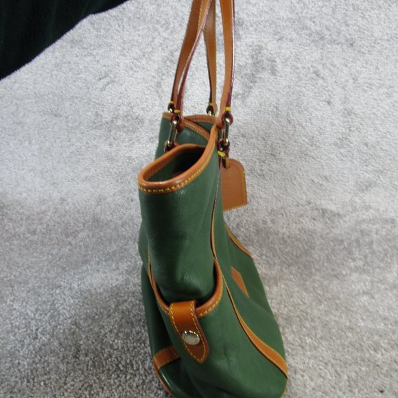 Dooney And Bourke Tote Bag Green Florentine Vachetta Leather Large - Picture 5 of 11